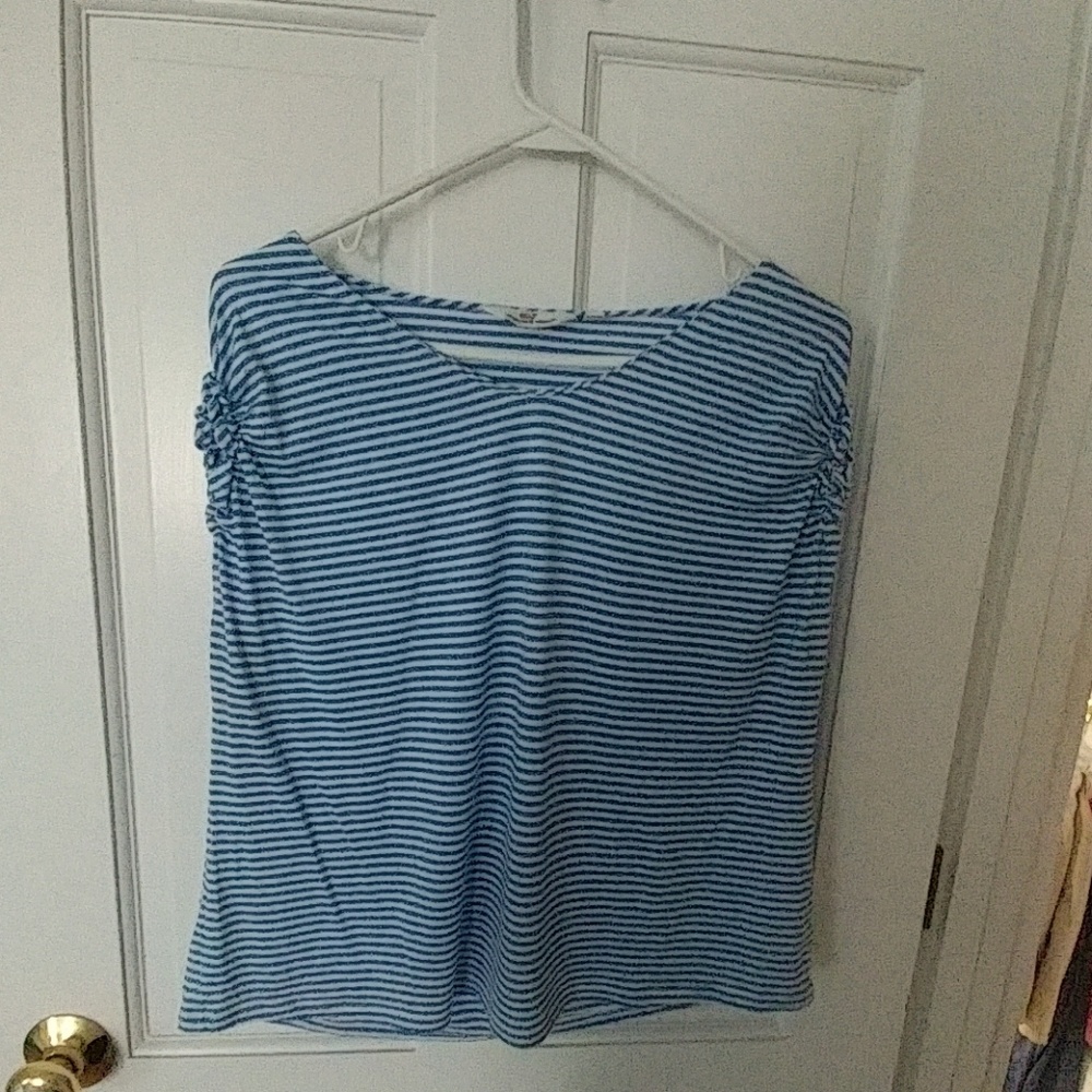 vineyard vines striped tee with gathered sleeve